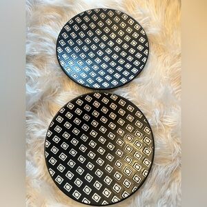 Tabletops Lifestyles Tempo Coupe Salad Plates x2 Black White Circles in Squares